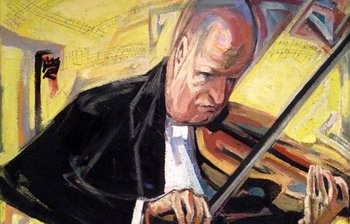 Pintura de Rudolf Heinisch representando a Paul Hindemith tocando a viola