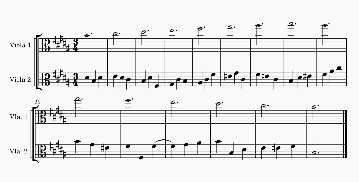 partitura escala en la Maior