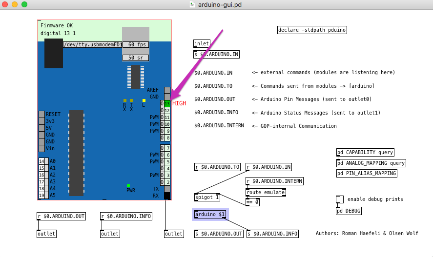Activación e desactivación do pin 13 para ver como responde o LED interno da placa