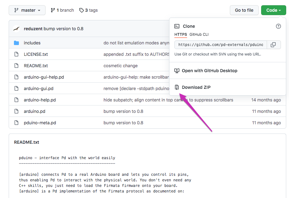 Descargando Pduino de github