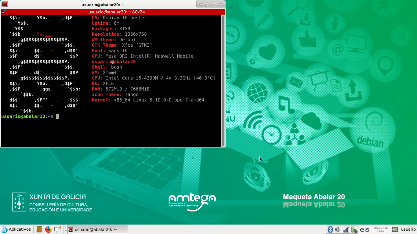 Captura de pantalla de Terminal aberto