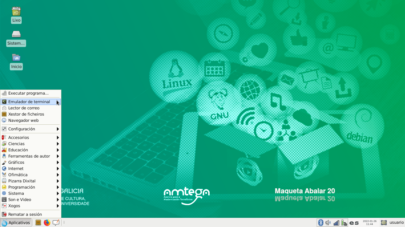 Abrindo o Emulador de Terminal dende o menú de aplicacións