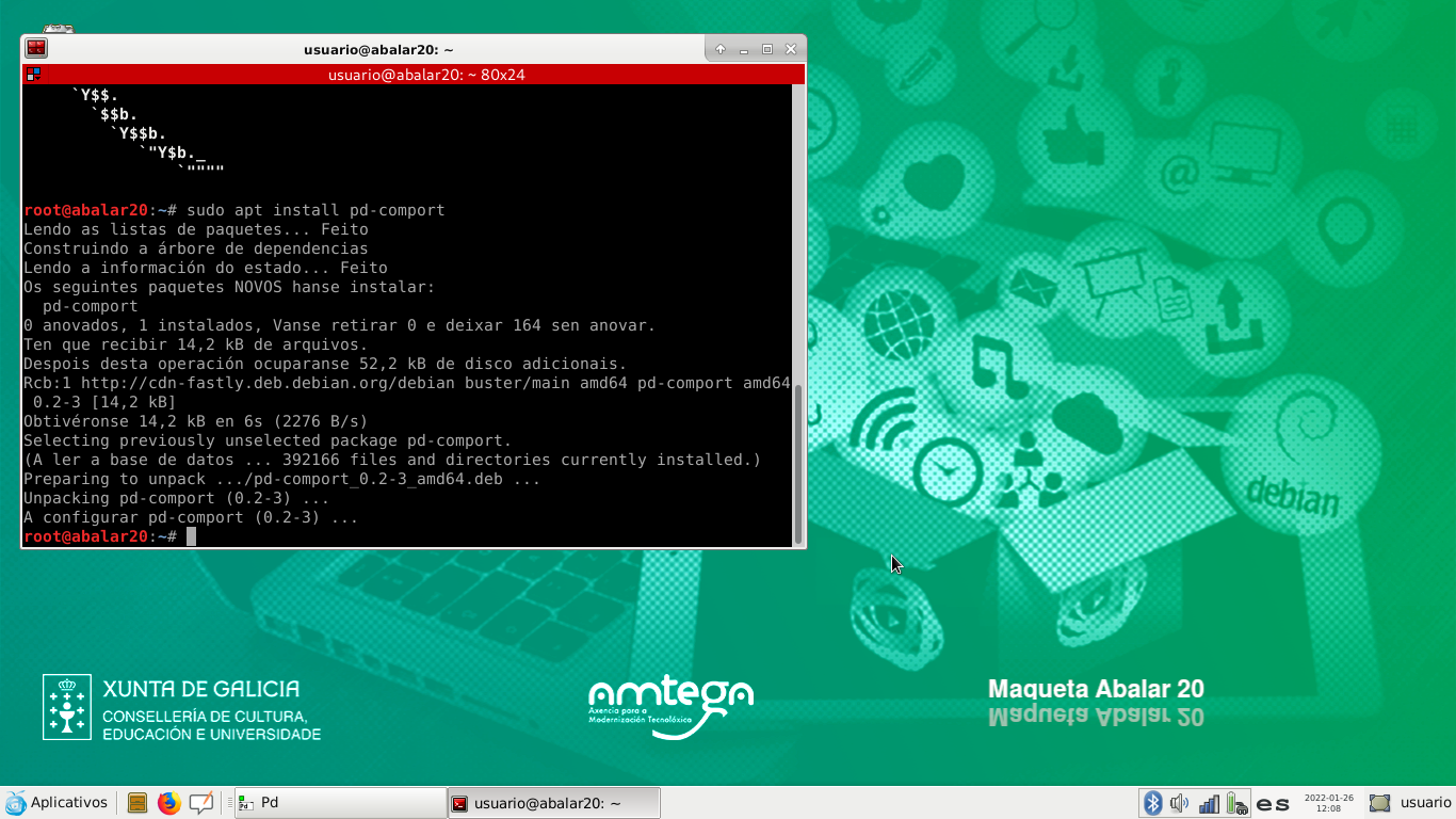 Instalando a extensión Comport dende o Terminal de Linux