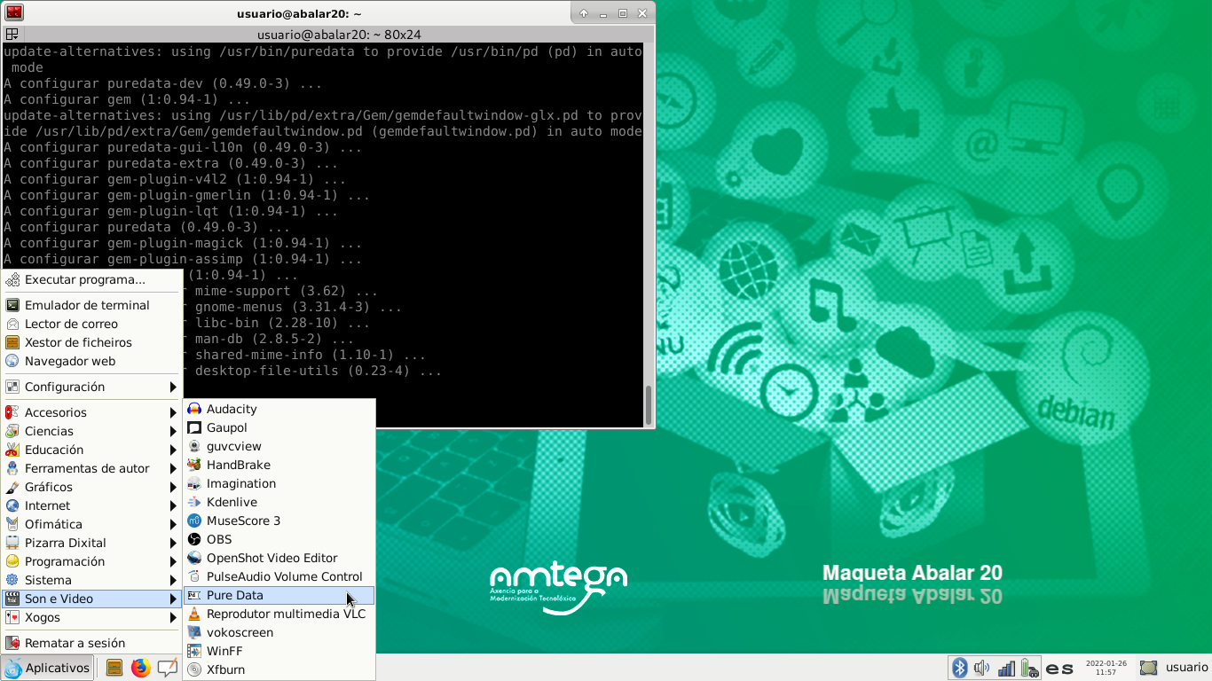 Captura de mensaxe de que PD está instalado