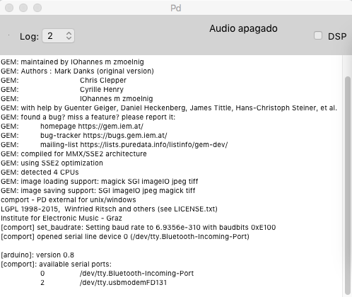 Lista no terminal dos portos conectados