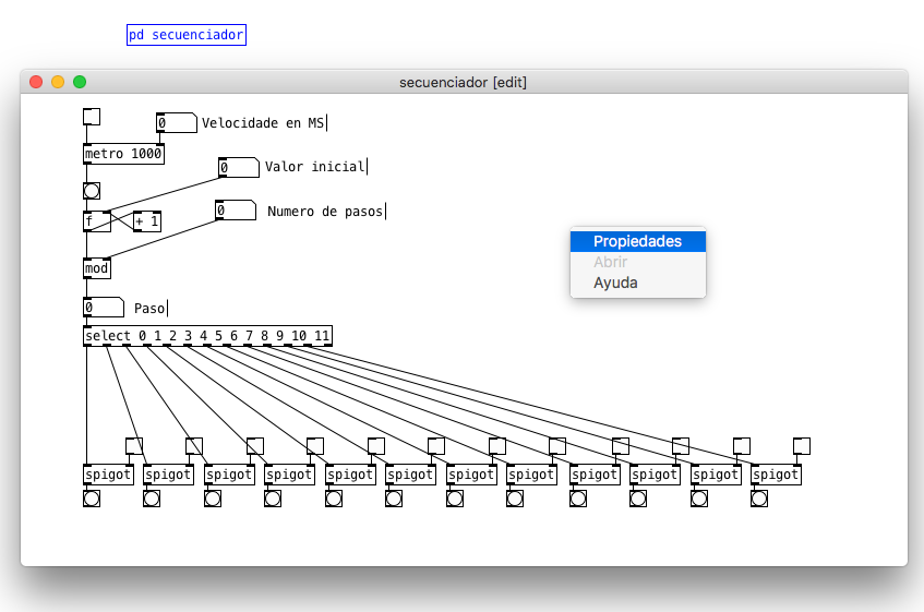 Configuramos as propiedades do subpatch