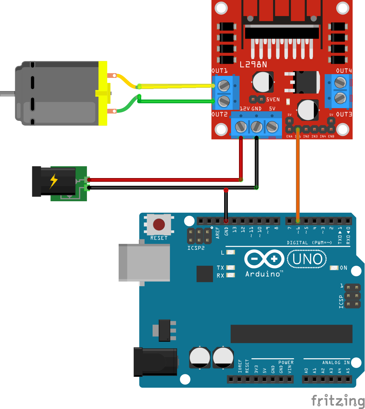 Esquema de conexión de Arduino L298N DC