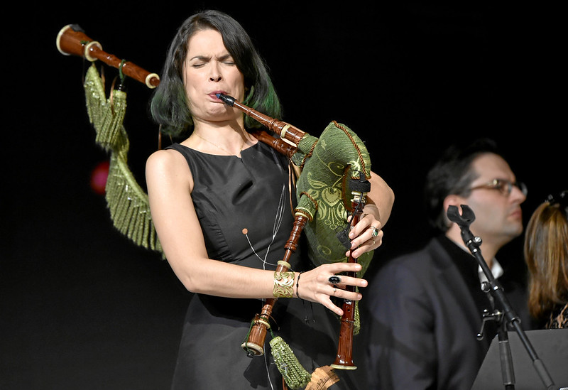 Cristina Pato playing the bagpipe