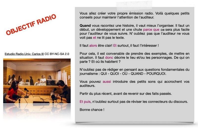 INSTRUCTIONS - PROGRAMME DE RADIO