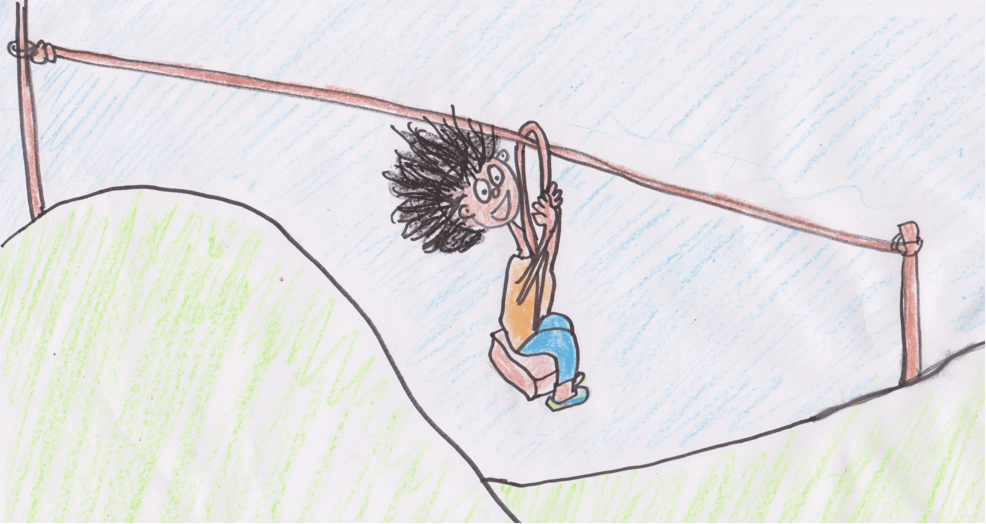 Monstro lanzándose en tirolesa