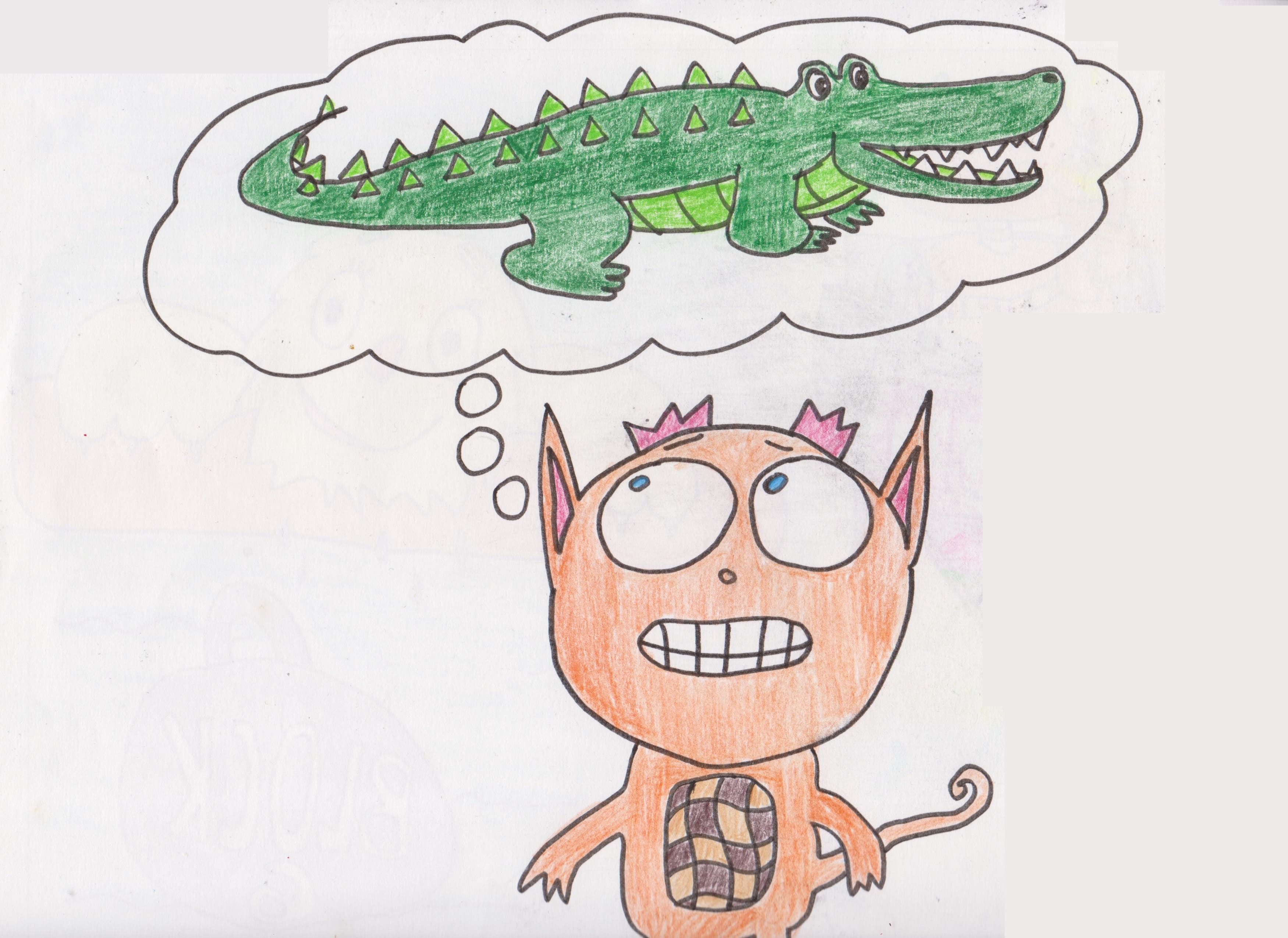 Monstro pensando nun crocodilo.