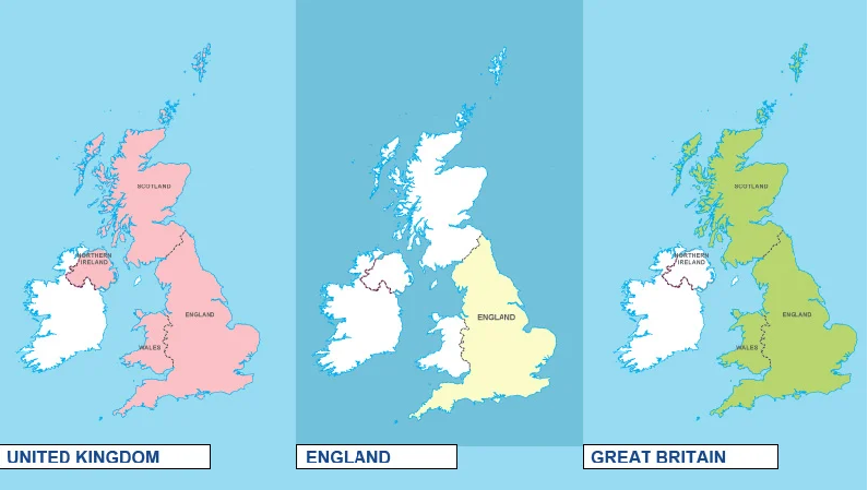 Differences UK, Great Britain and England