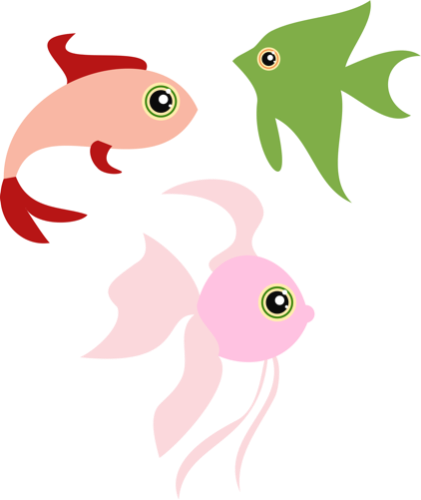Peixes de cores debuxados 