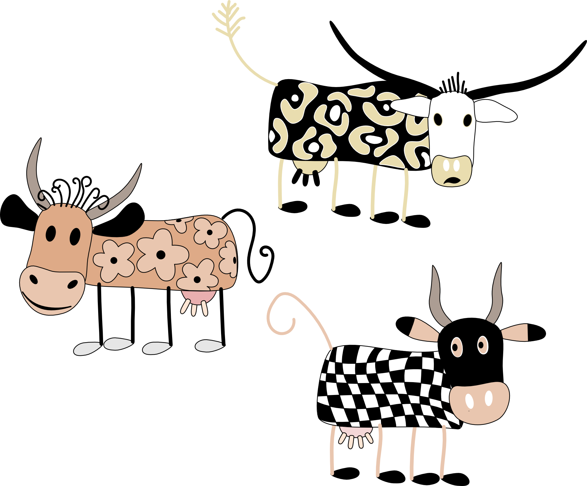 Debuxo esquemático de tres vacas