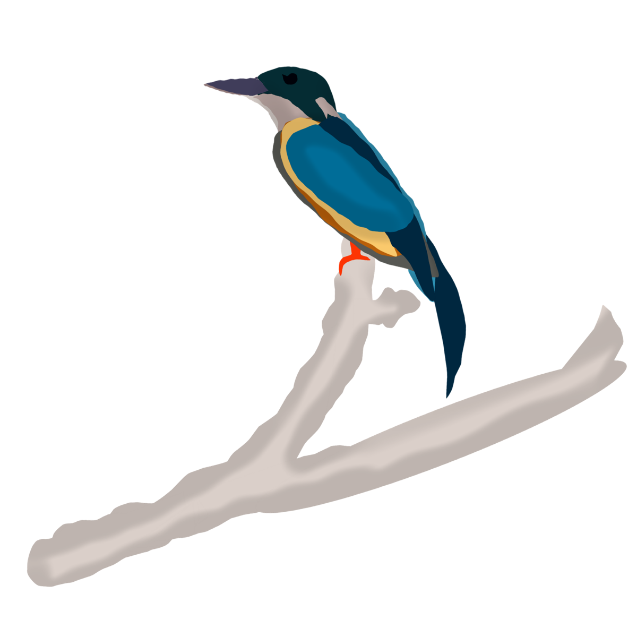 Acuarela de picapeixe nunha póla