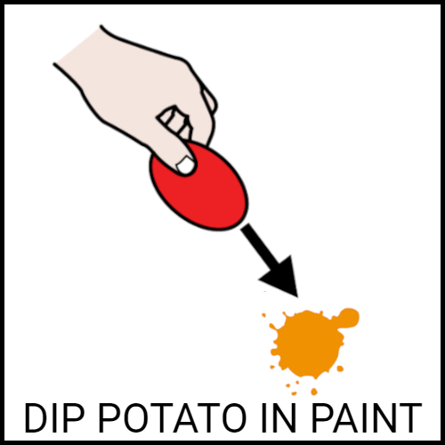 Dip the potato in paint