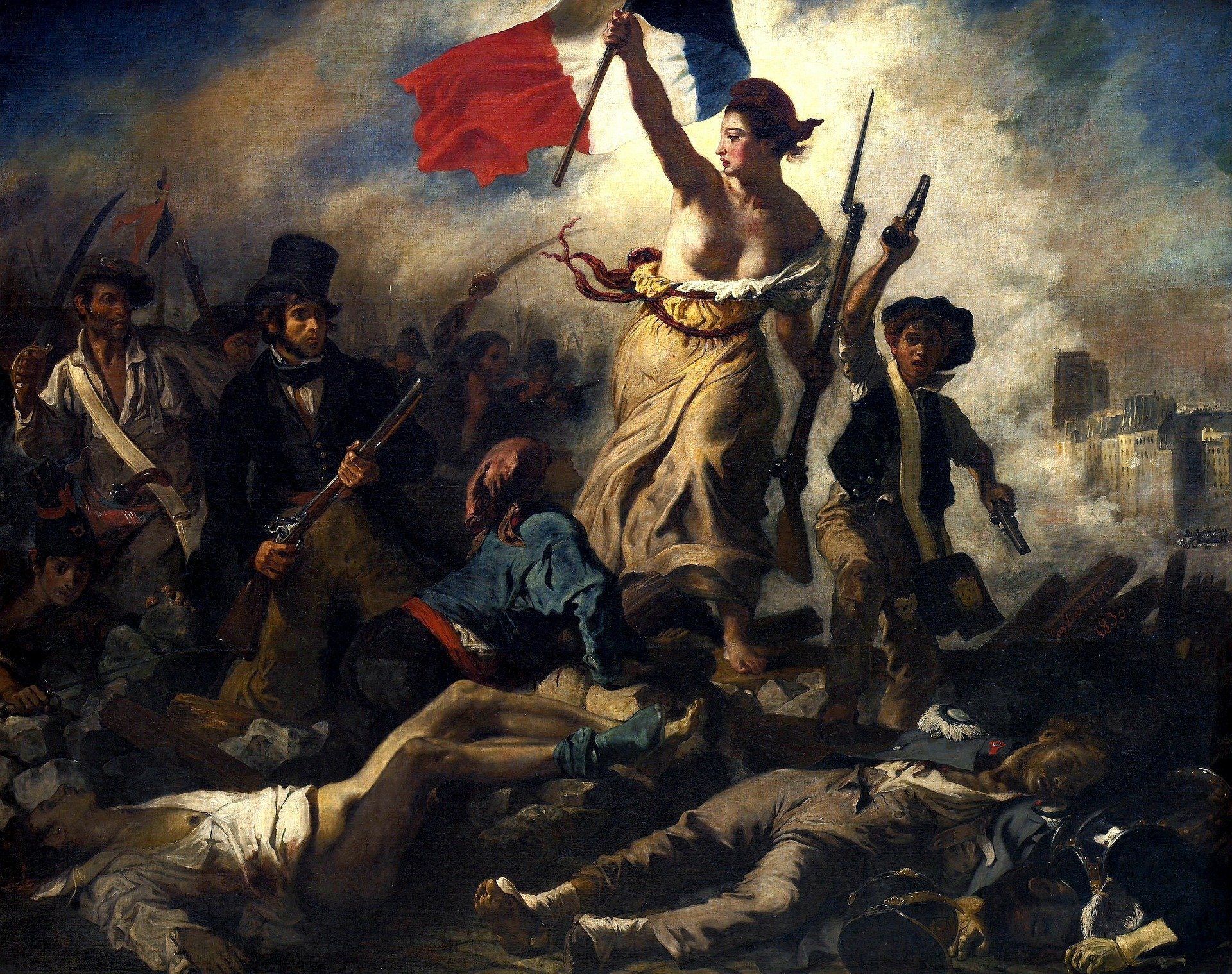 Cadro de delacroix. Liberdade guiando ao pobo