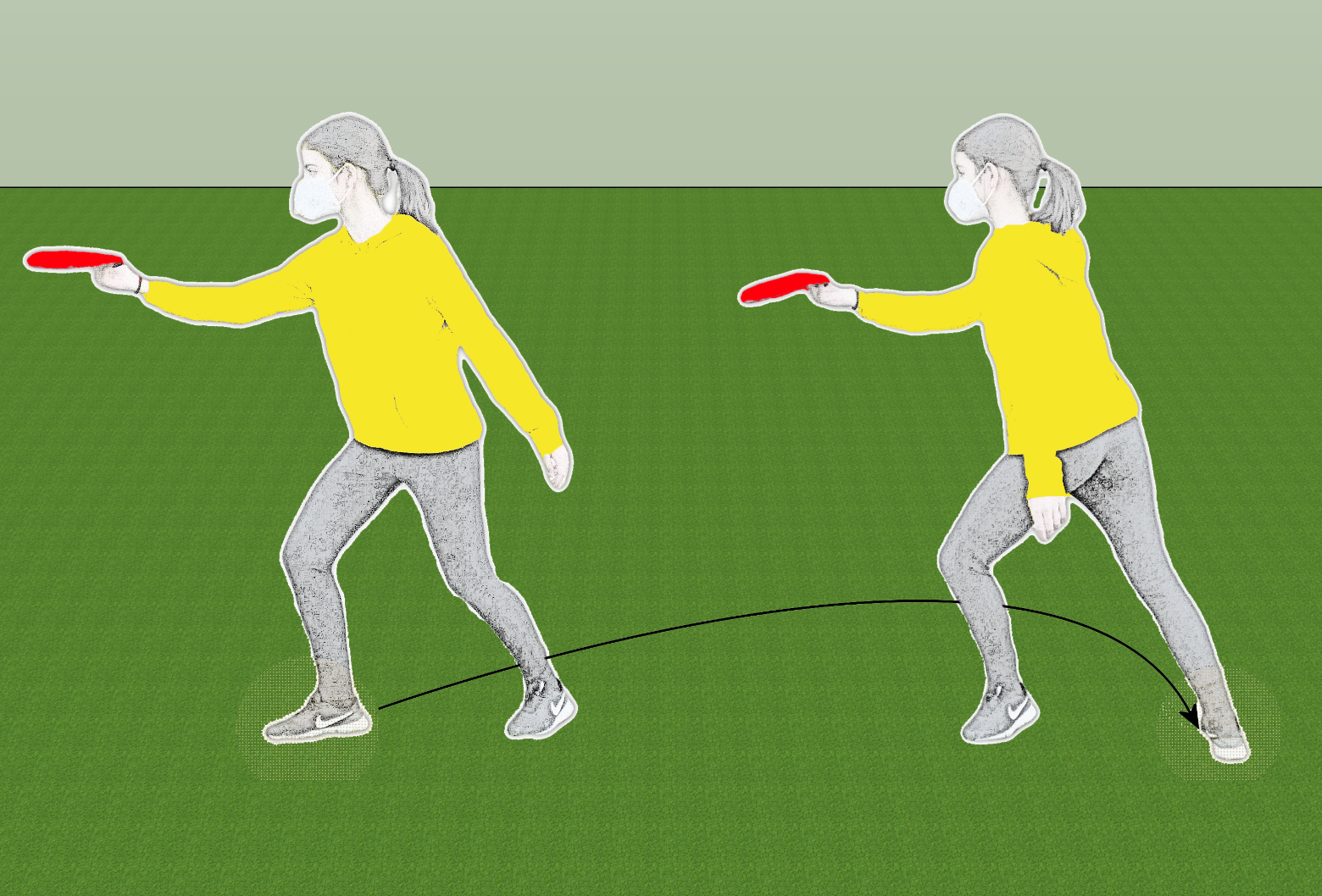 Pivotar cun pé para desmarcarse dun contrario.