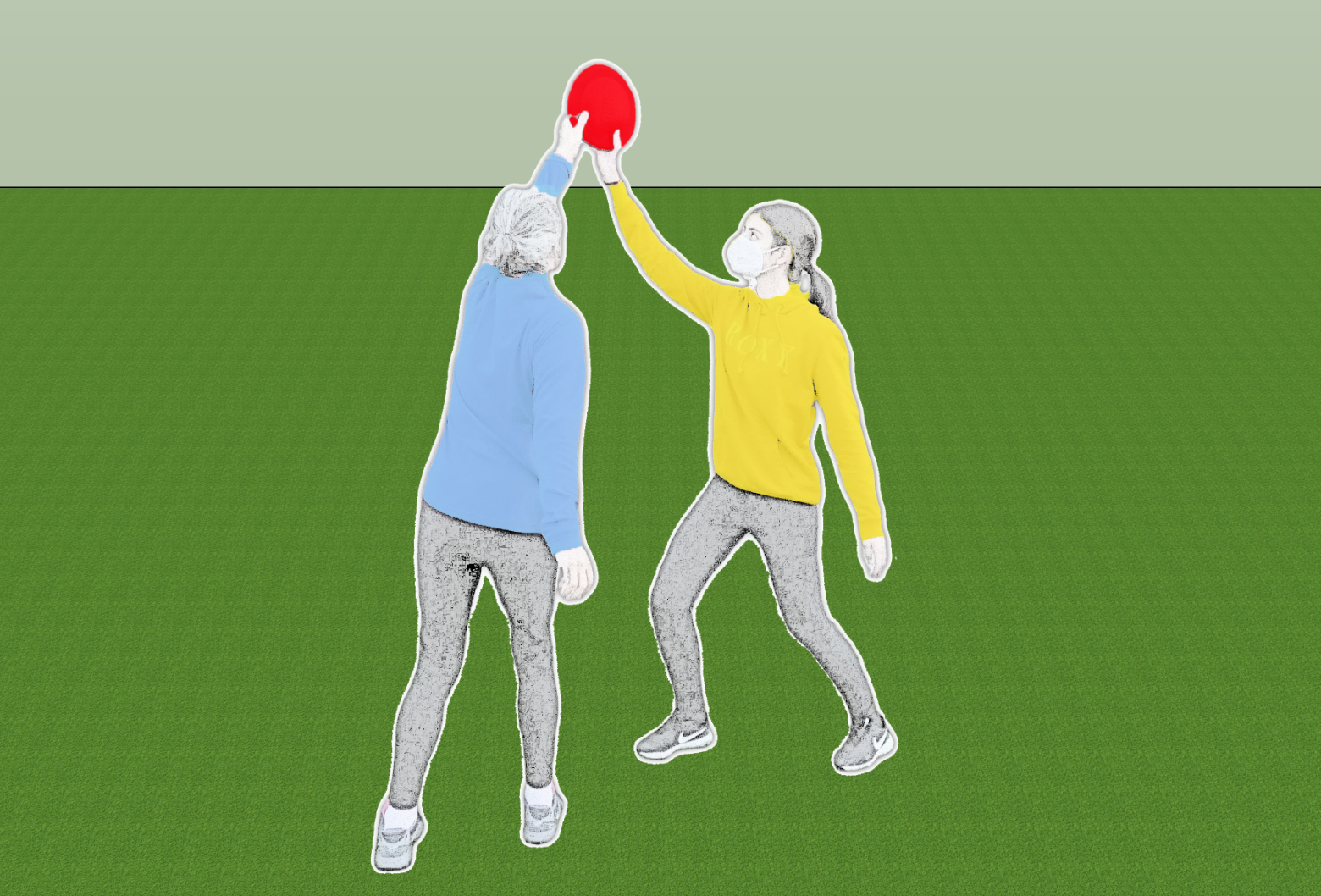 Non ceder o disco á atacante, se defensora e atacante o collen á vez no aire.