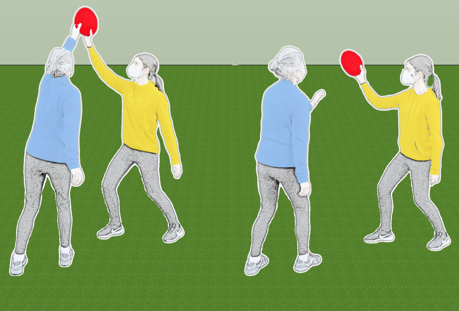 Ceder o disco á atacante, cando defensora e atacante o collen á vez.