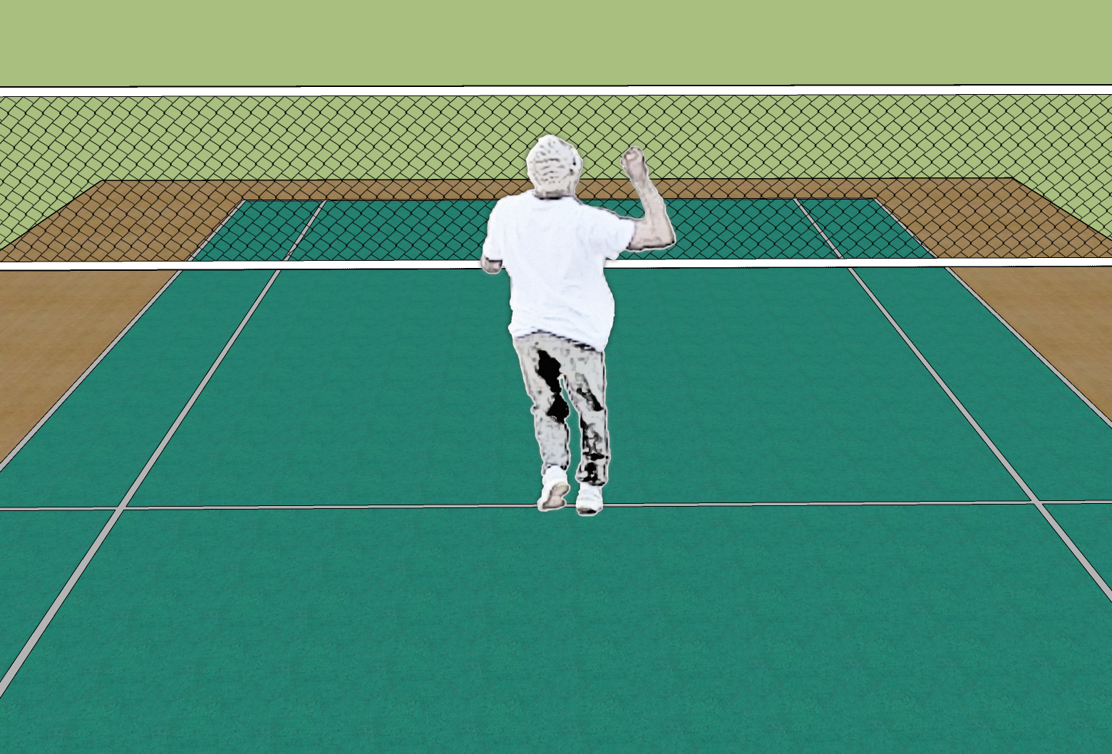 Pisar a liña que divide os dous lados da pista.