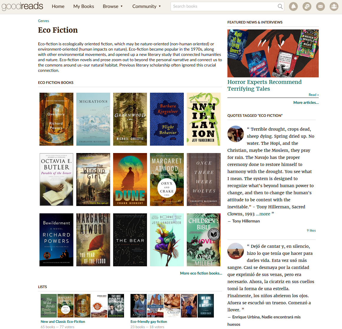 Lista de libros de Ecoficción