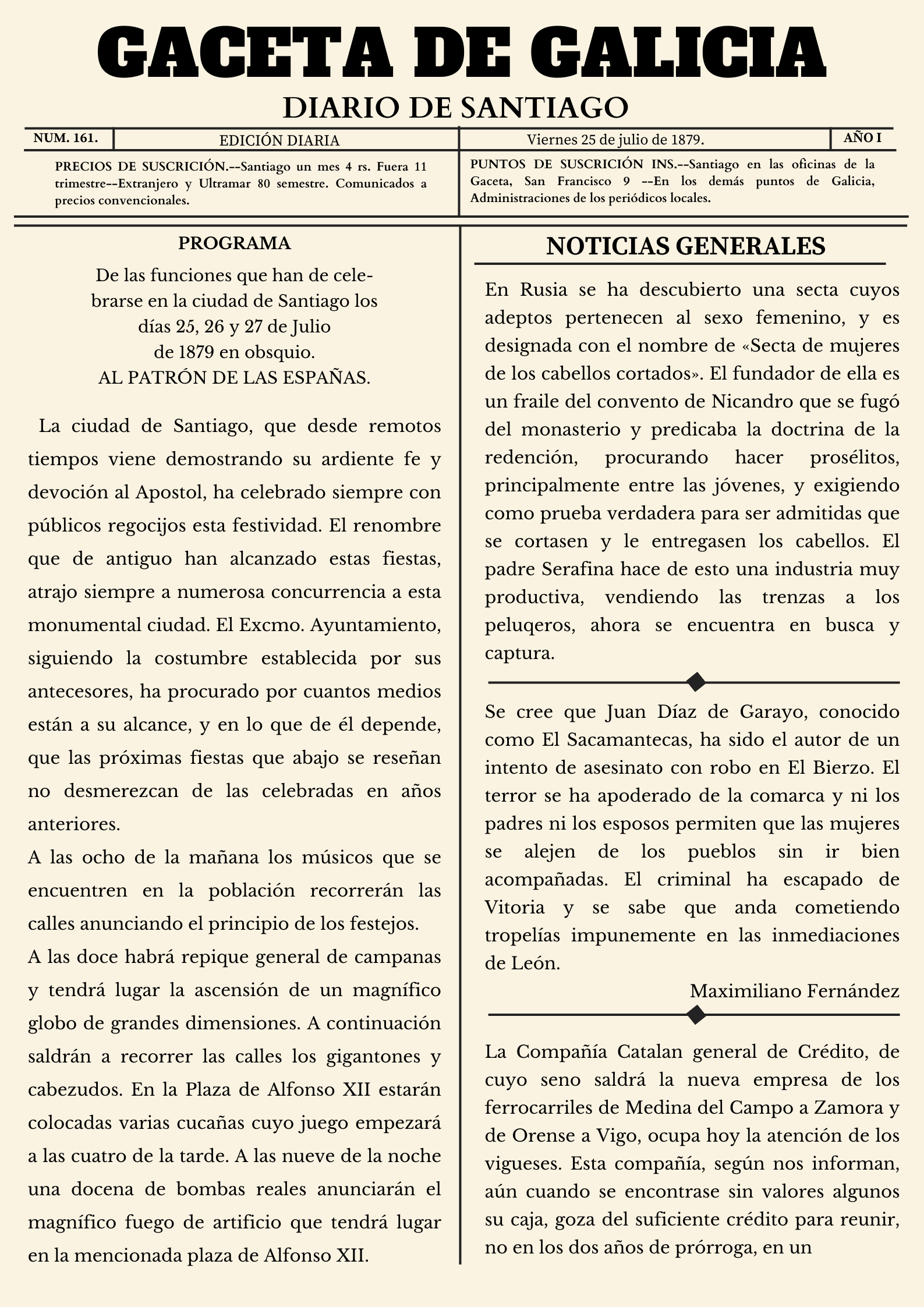 PERIÓDICO "GACETA DE GALICIA"