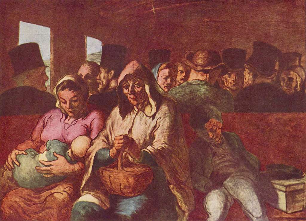 Daumier describe la pobreza y resignación de los viajeros de clase trabajadora en un vagón de ferrocarril de tercera clase