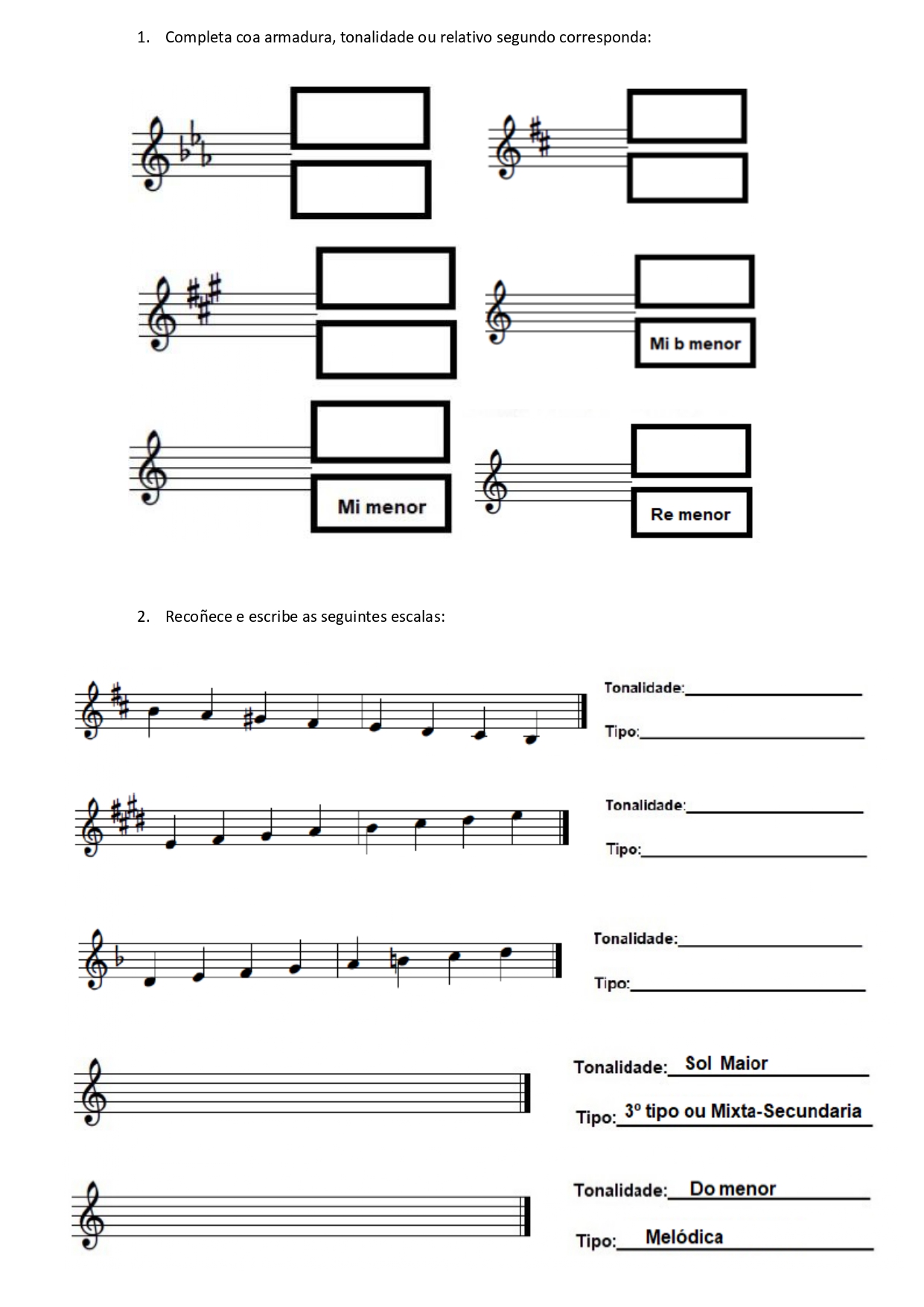 2 exercicios de tonalidades e escalas
