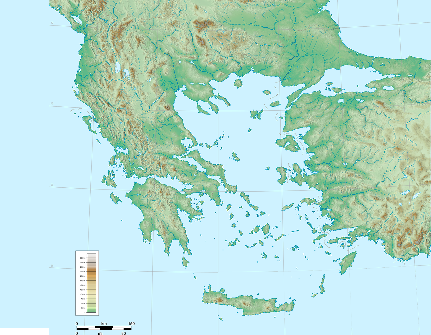 Mapa mudo de Grecia