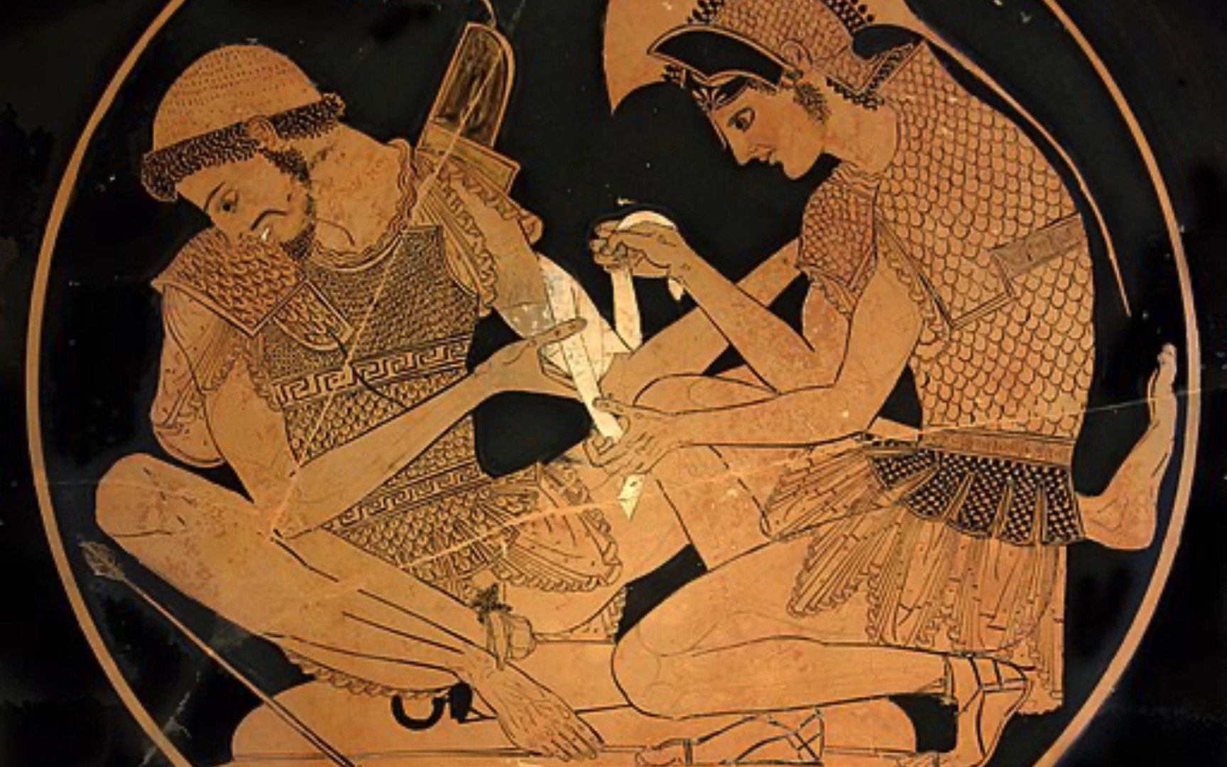 Aquiles cura a Patroclo