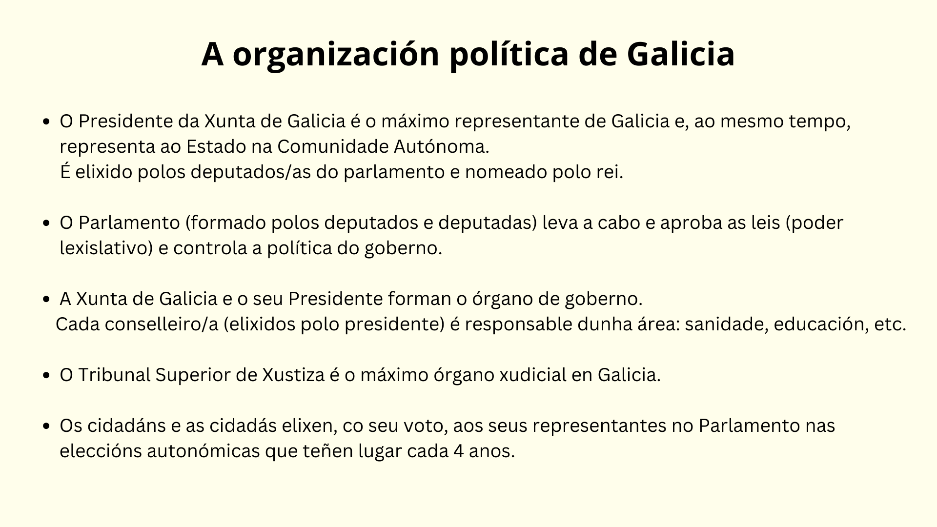 A organización política de Galicia