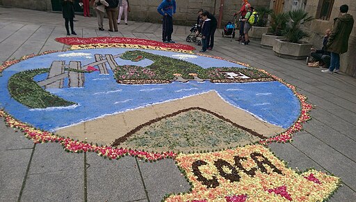 Alfombra floral coa Ponte de Rande e a Coca