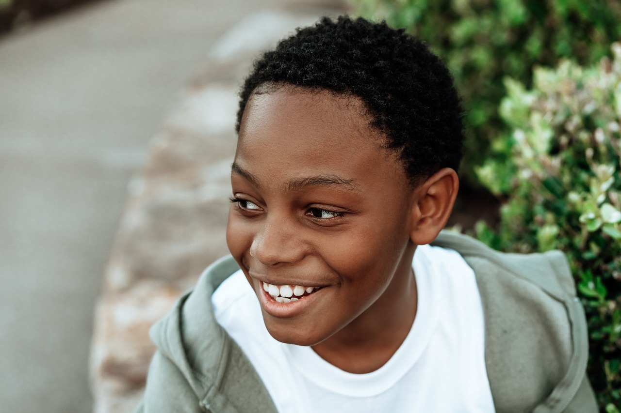 African American kid smiling