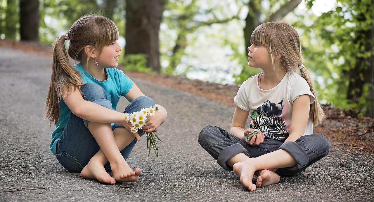 Two girls talking