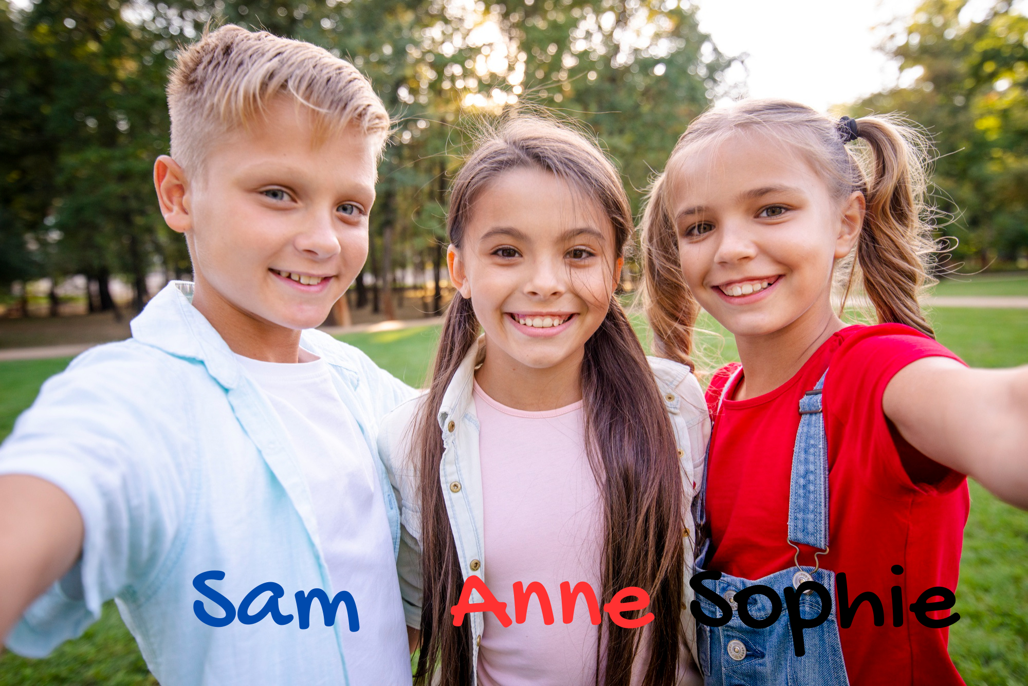 Three children posing for a photo.