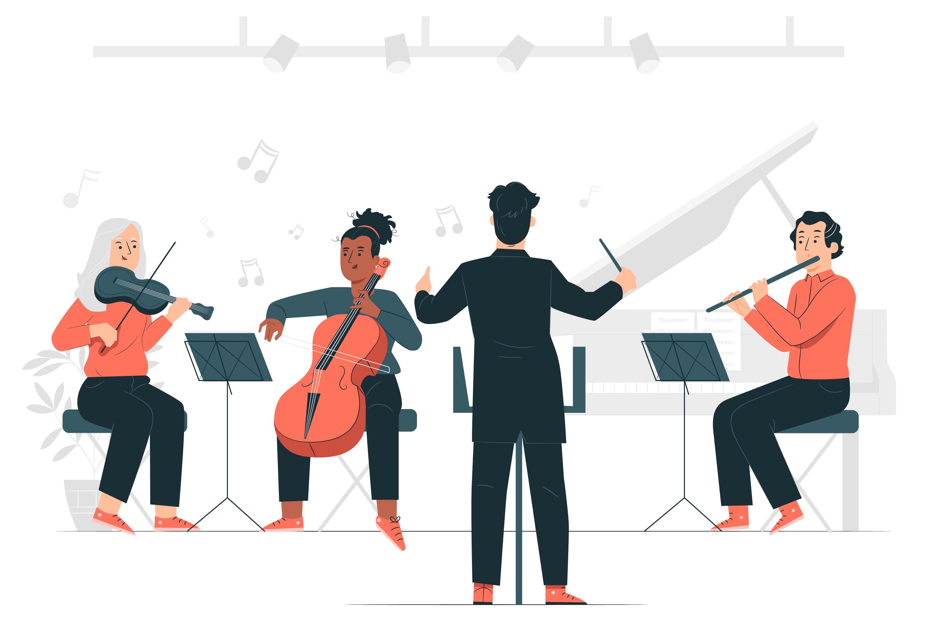 Ilustración del concepto de orquesta