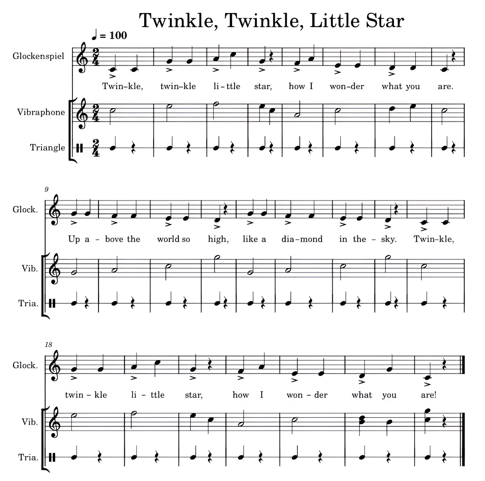 Twinkle Twinkle, Little Star score