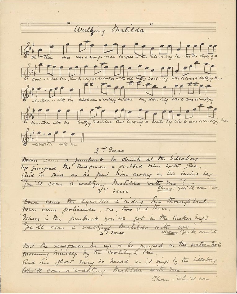 Waltzing Matilda Original Manuscript