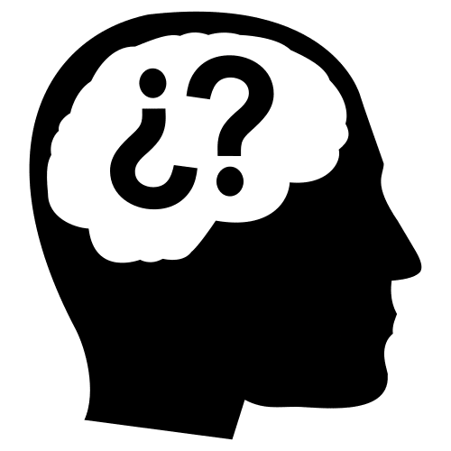 Arasaac. Pictograma interrogación dentro de una cabeza