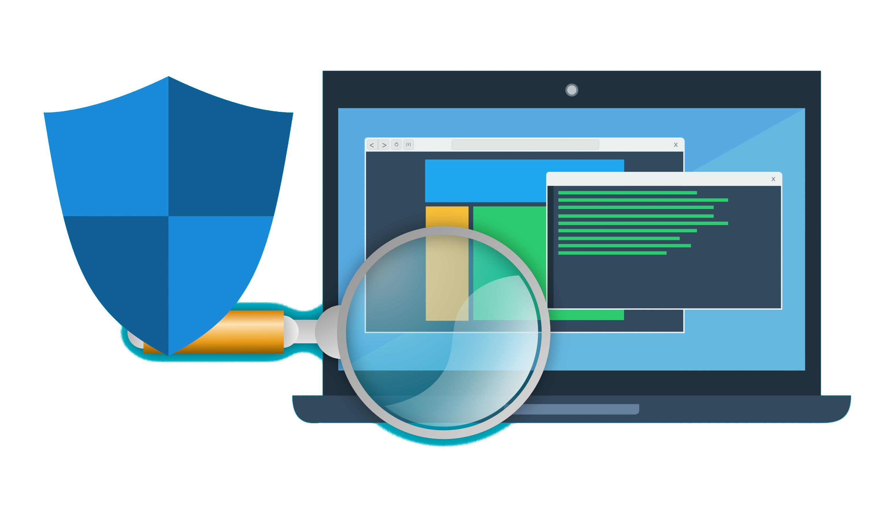 Pictograma de un ordenador con un antivirus