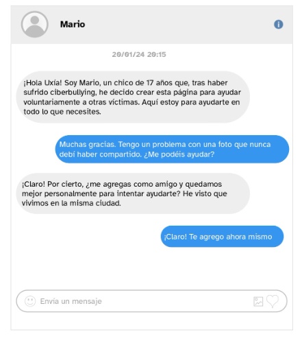 Conversación en redes sociales entre Mario y Uxía Conversación en redes sociales entre Mario y Uxía