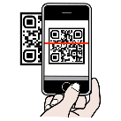 Pictograma de teléfono móvil escaneando un código QR