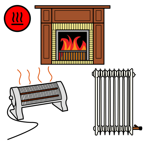 En la imagen pueden verse una estufa y un radiador eléctrico