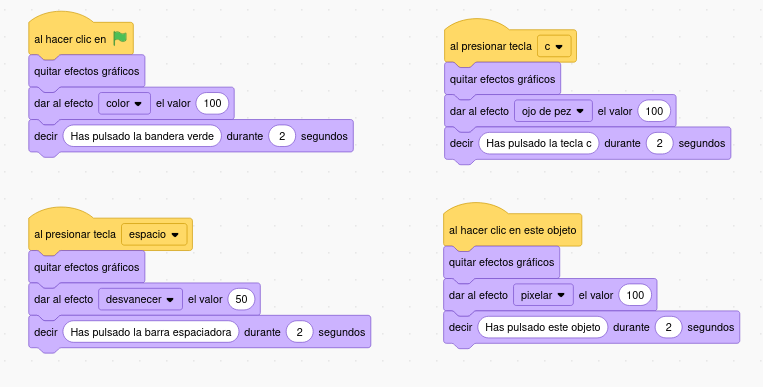 Tipos de eventos manuales