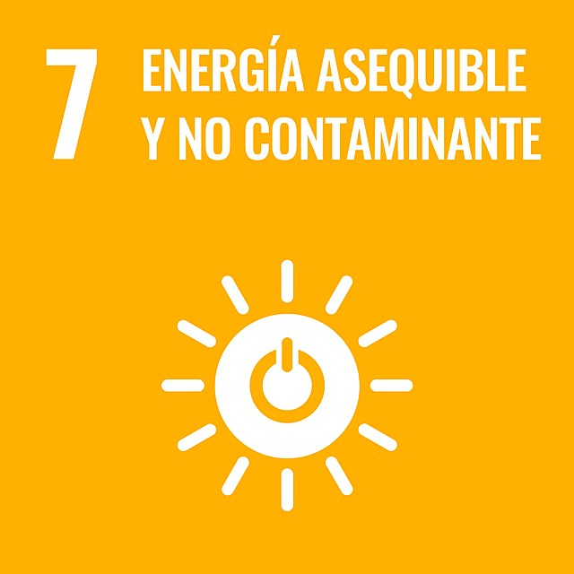 La imagen muestra el icono del Objetivo de Desarrollo Sostenible número 7 que hace referencia a la energía asequible y no contaminante