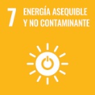 La imagen muestra el icono del Objectivo de Desarrolllo Sostenible número 7 que hace referencia a la energía asequible y no conataminante.