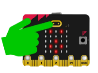 La imagen muestra la localización del sensor táctil en la placa Microbit