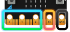 La imagen muestra la situación de los pines principales de la placa microbit P0,P1, P2, 3V y GND