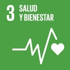 La imagen muestra el icono del  Objectivo de Desenvolvemento Sostenible 3: Salud y bienestar